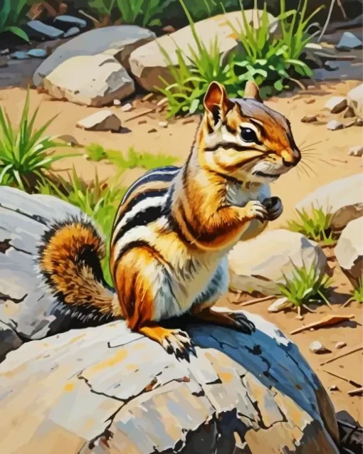 Chipmunk On Rock Paint by Numbers