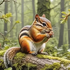 Chipmunk On Tree Paint by Number