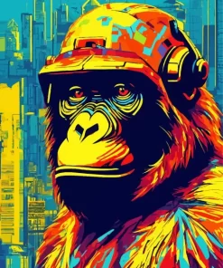 Colorful Gorilla Illustration Paint by Number