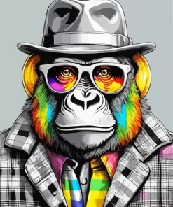 Colorful Gorilla In A Suit Paint by Numbers