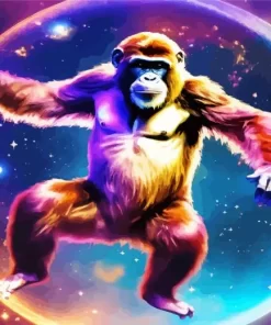 Colorful Gorilla In Space Paint by Number