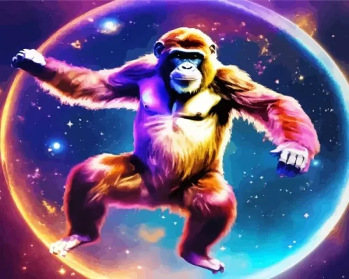 Colorful Gorilla In Space Paint by Number