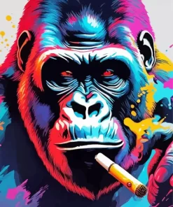 Colorful Gorilla Smoking Paint by Numbers