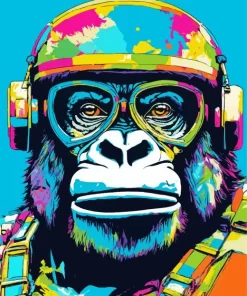 Colorful Gorilla With Sunglasses Paint by Number