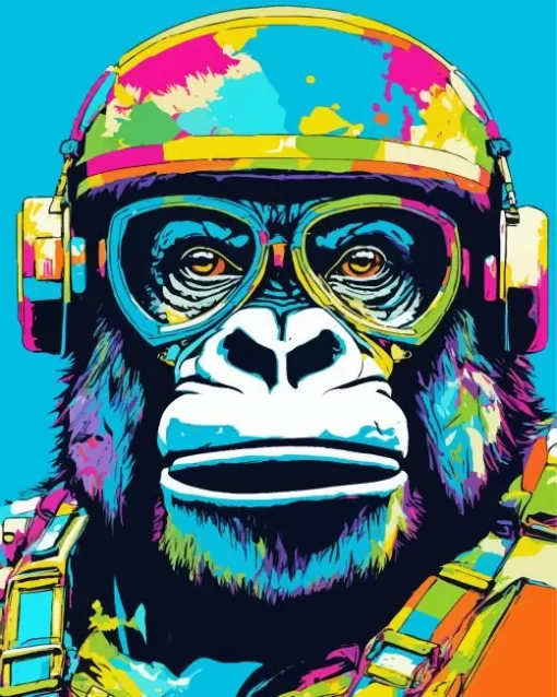 Colorful Gorilla With Sunglasses Paint by Number