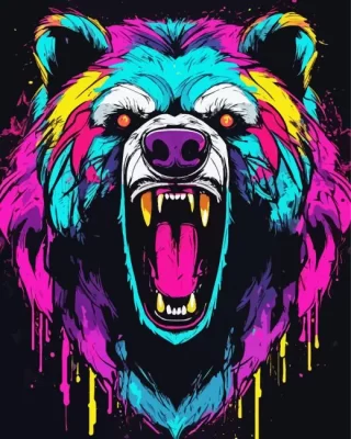 Colorful Bear Head Paint by Number