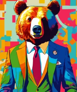 Colorful Bear Wearing A Suit Paint by Numbers