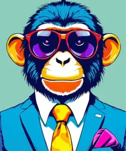 Cool Monkey With Glasses Paint by Numbers