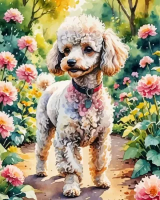 Cute Poodle Dog Paint by Number