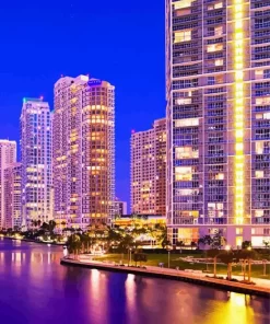 Downtown Miami buildings paint by numbers