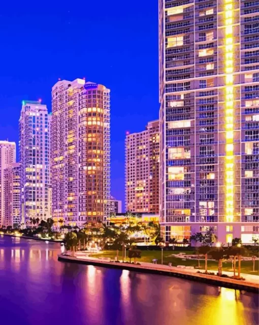 Downtown Miami buildings paint by numbers