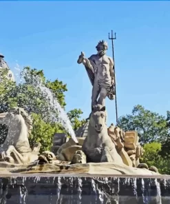 Fountain of Neptune madrid paint by number