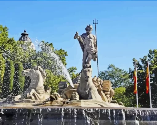 Fountain of Neptune madrid paint by number