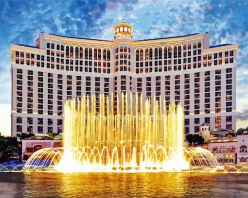 Fountains of Bellagio las vegas paint by number