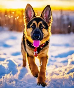 German Shepherd In Snow Paint by Number