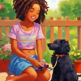 Girl With Black Boykin Spaniel Paint by Number