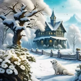 Great Pyrenees In Snow Paint by Number