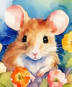 Guinea Pig And Flowers Paint by Number