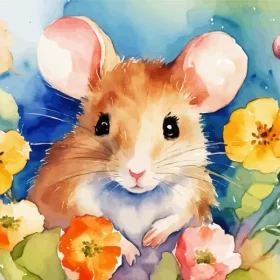 Guinea Pig And Flowers Paint by Number