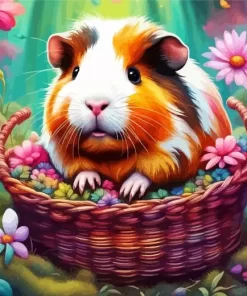 Guinea Pig In Basket Paint by Number