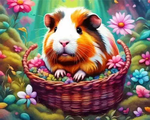 Guinea Pig In Basket Paint by Number