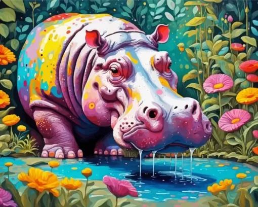 Hippo Art Paint by Number