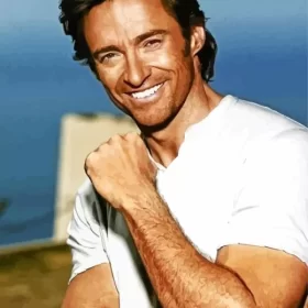 Hugh Jackman Smiling Paint by Number