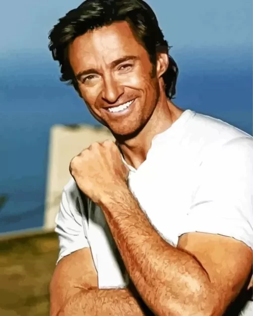 Hugh Jackman Smiling Paint by Number