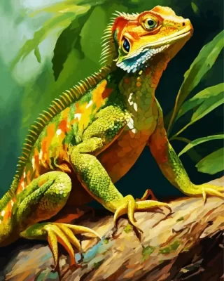 Iguana On A Branch Paint by Number