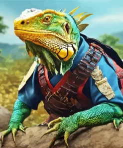 Iguana Samurai Paint by Numbers