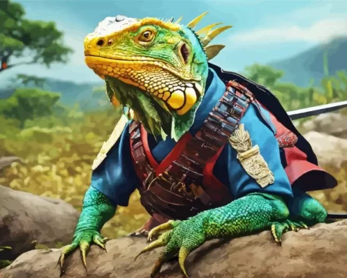 Iguana Samurai Paint by Numbers