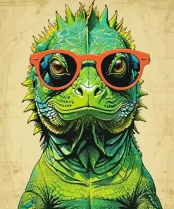 Iguana With Glasses Paint by Numbers