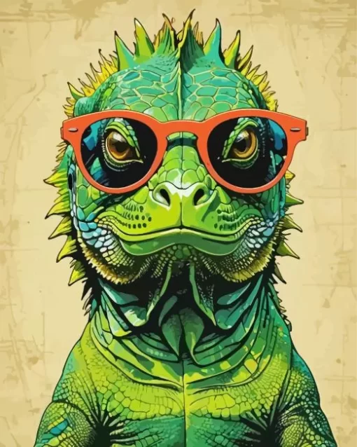 Iguana With Glasses Paint by Numbers