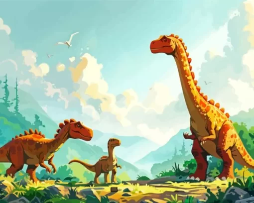 Illustration Wild dinosaurs paint by number