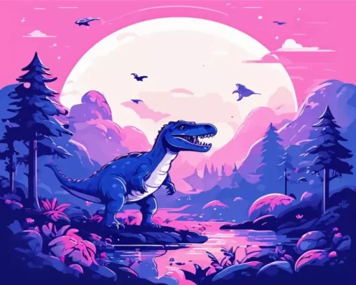 Illustration dinosaur paint by numbers