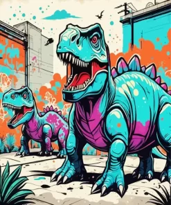 Illustration dinosaurs paint by number