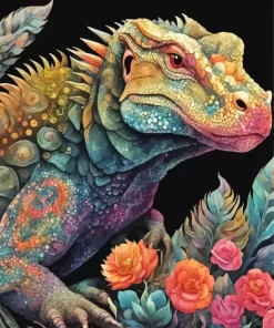 Komodo Dragon With Flowers Paint by Number