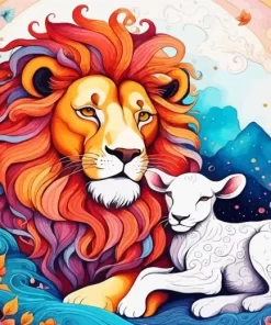 Lamb And Lion Paint by Numbers