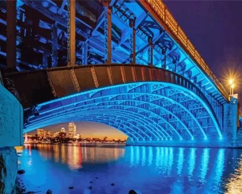 Longfellow Bridge at night paint by number