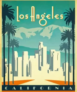 Los Angeles California travel poster paint by numbers