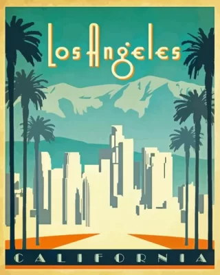 Los Angeles California travel poster paint by numbers