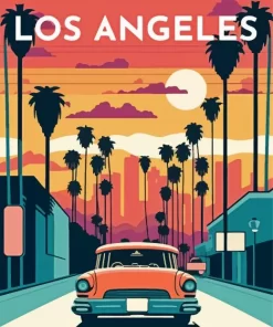 Los angeles sunset poster paint by numbers