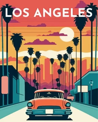 Los angeles sunset poster paint by numbers