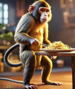 Macaque Eating Spaghetti Paint by Number