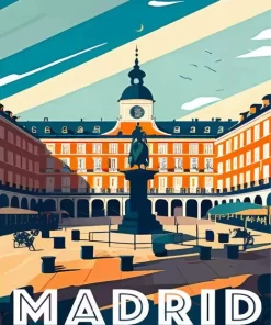 Madrid city poster paint by numbers