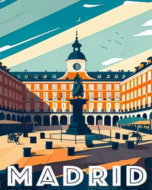 Madrid city poster paint by numbers