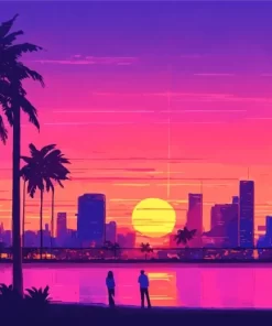 Miami pink sunset paint by numbers