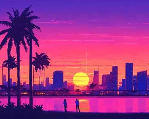 Miami pink sunset paint by numbers