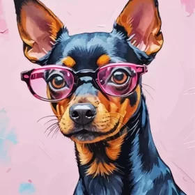 Miniature Pinscher With Glasses Paint by Number