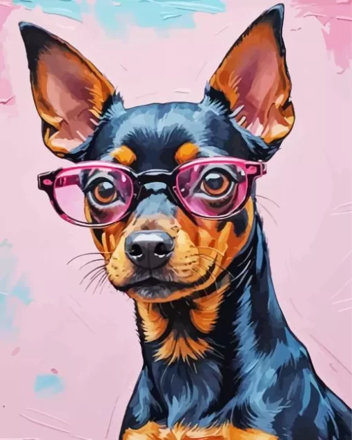 Miniature Pinscher With Glasses Paint by Number